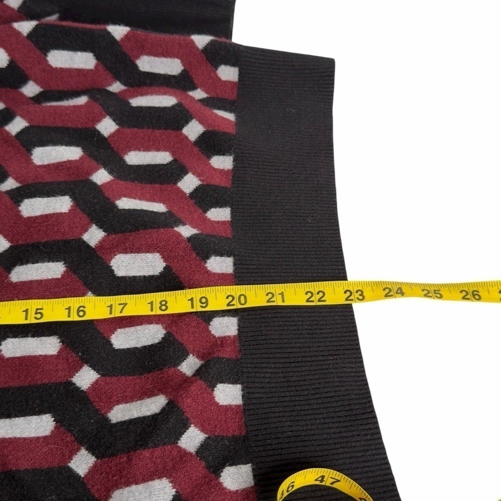 Christian Siriano Black Red Geometric Mock Neck Sweater Womens XL Long Sleeve - Picture 10 of 10